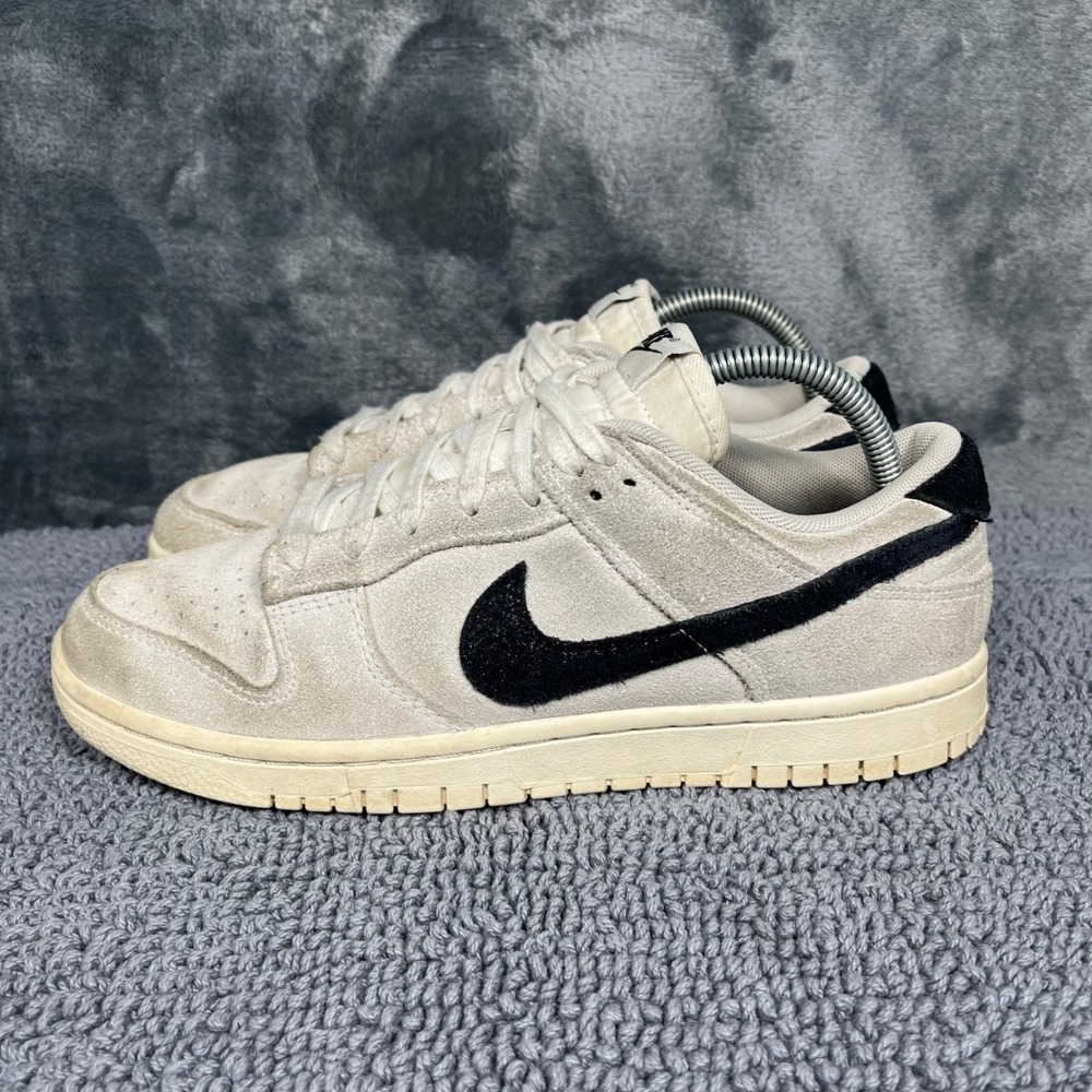 Nike Dunk Low Light Bone Black Suede Sneakers HQ3502-100 Womens 10